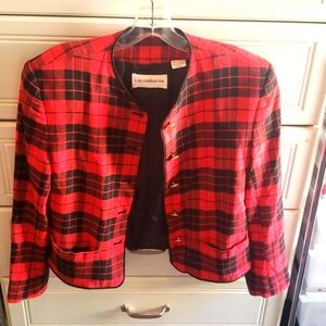 90s Y2K Red and Black Plaid Vintage Clueless Blazer 6